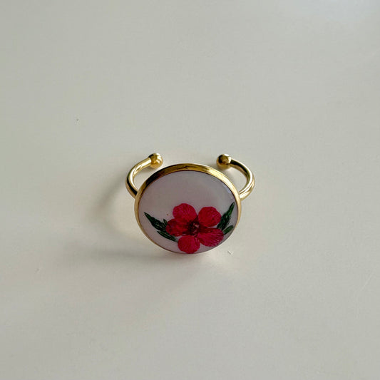 Adjustable Round Floral Ring