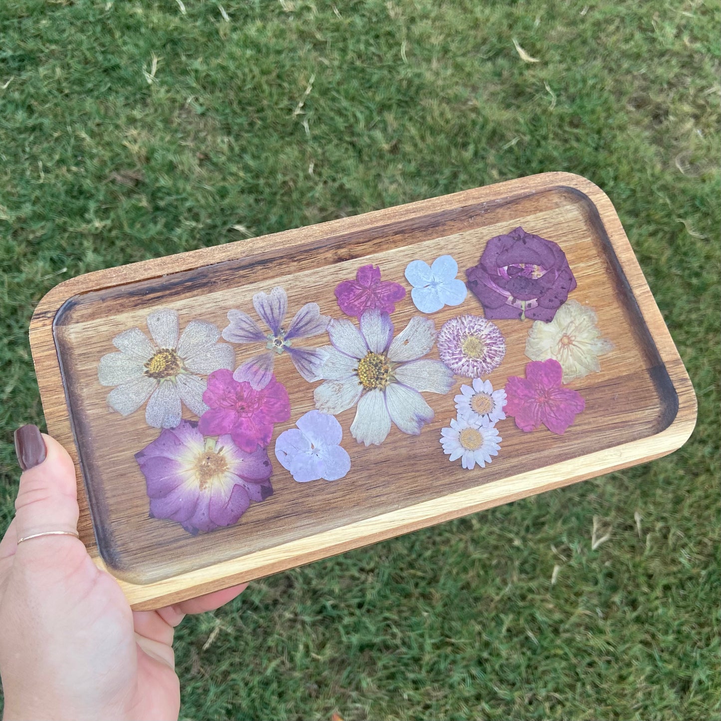 Small Rectangle Wood Floral Tray