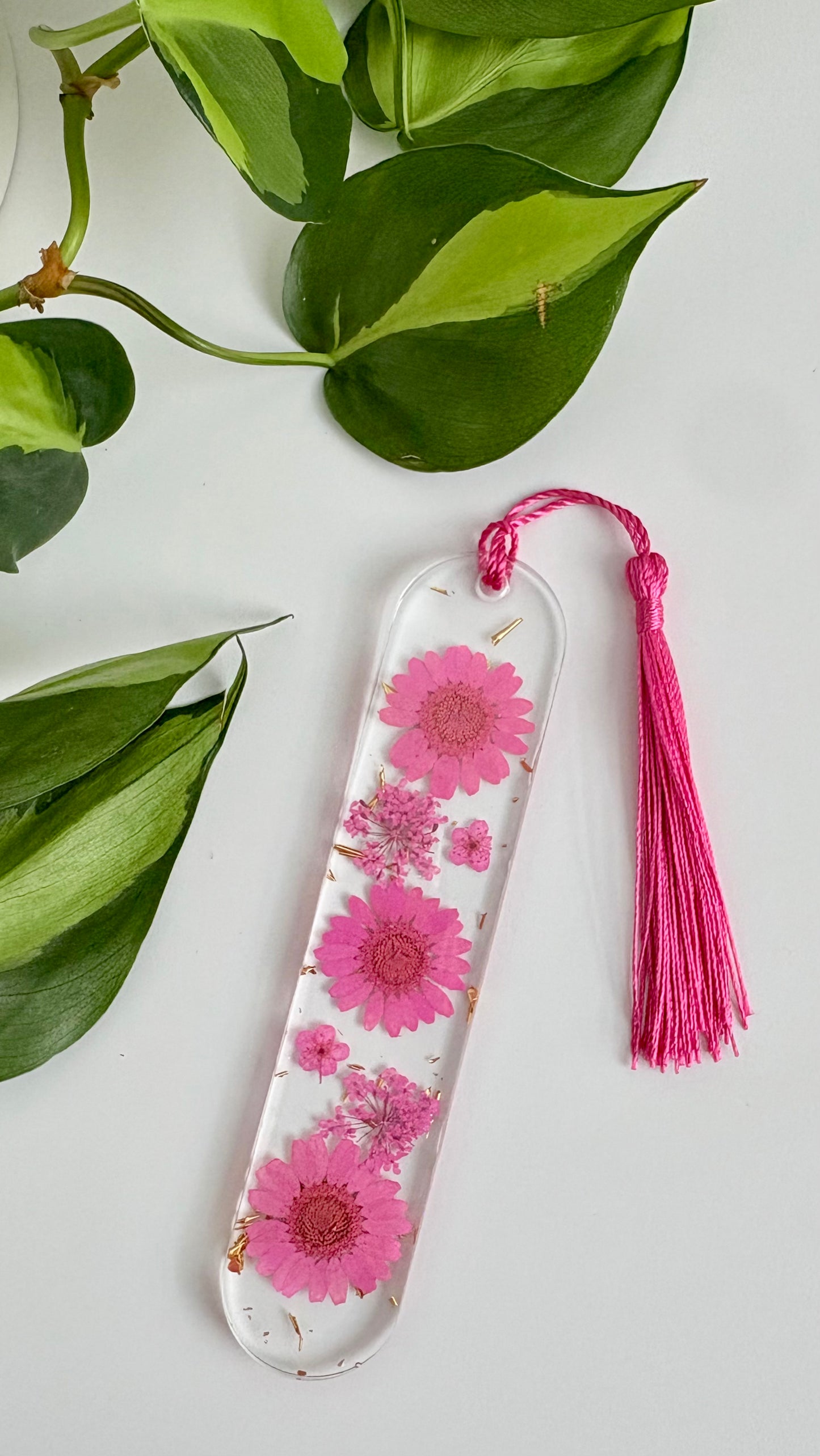 Hot Pink Floral Curved Bookmark