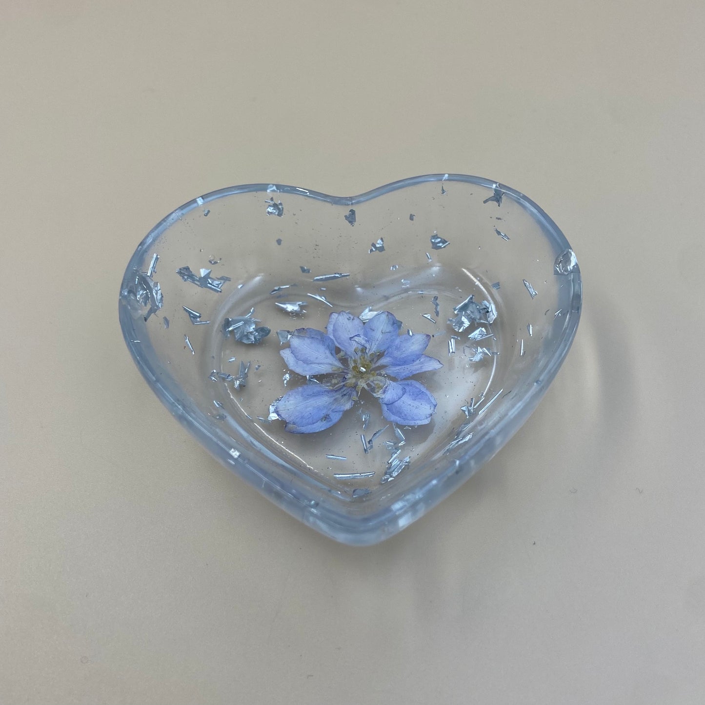 Silver Flower Heart Dish