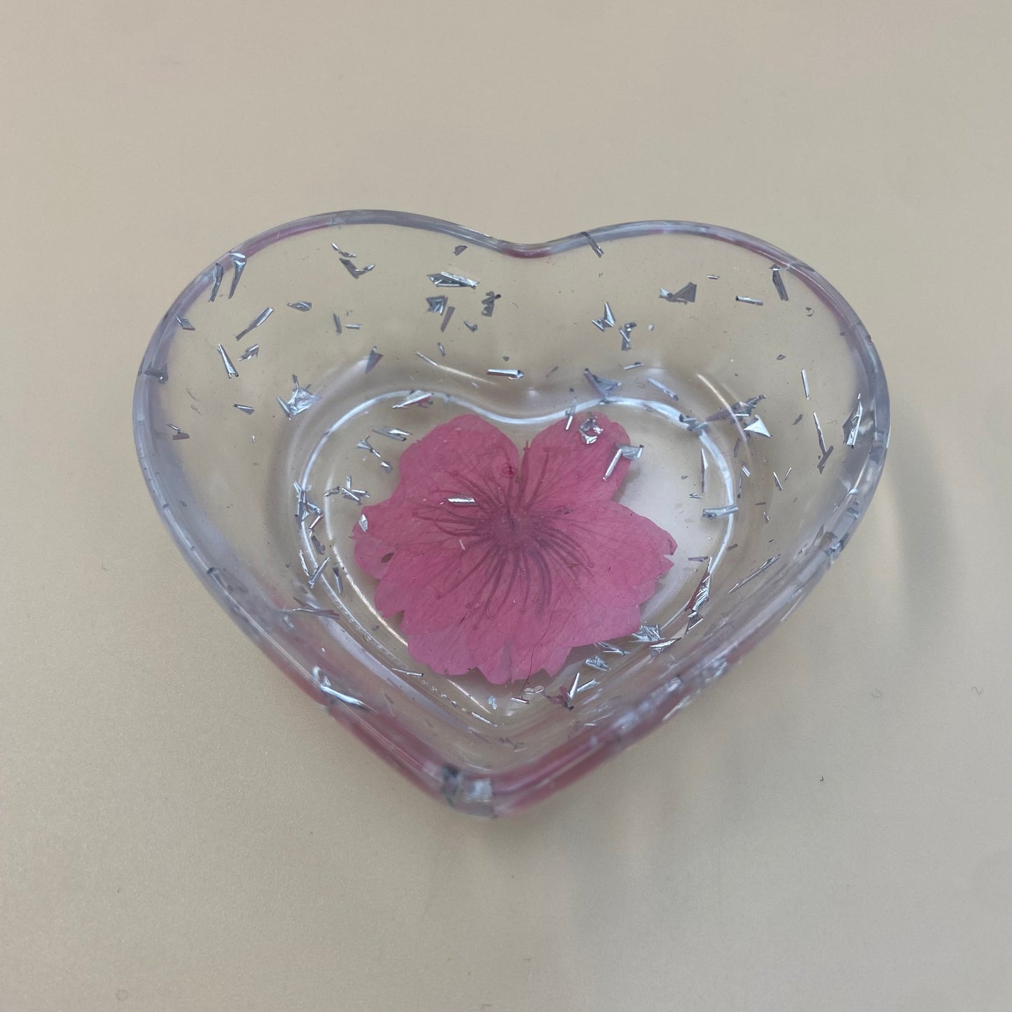 Silver Flower Heart Dish