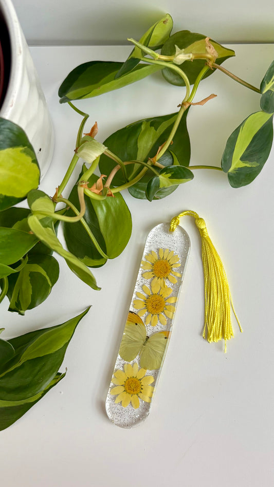Yellow Floral Butterfly Bookmark