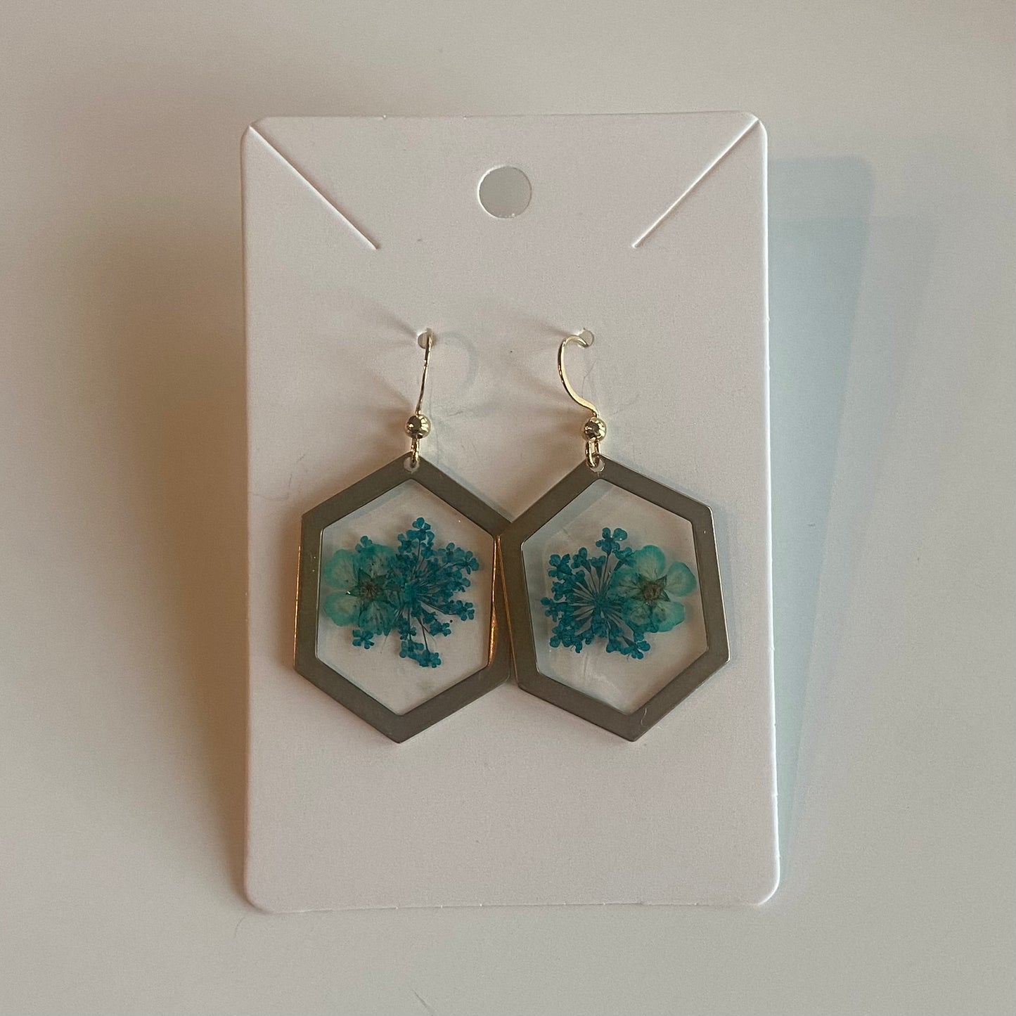 Large Hexagon Floral Earrings