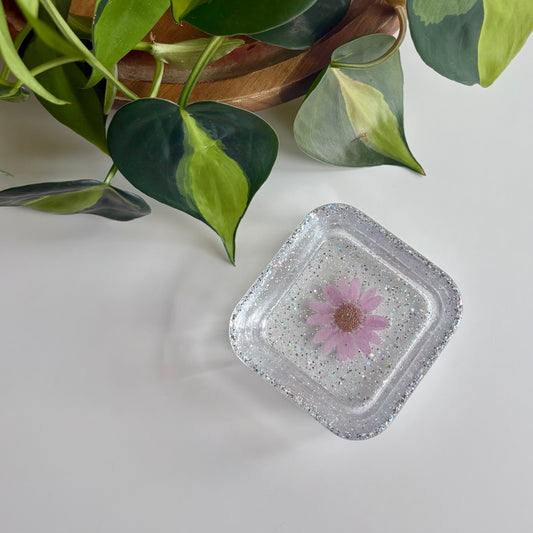 Purple Flower Glitter Dish