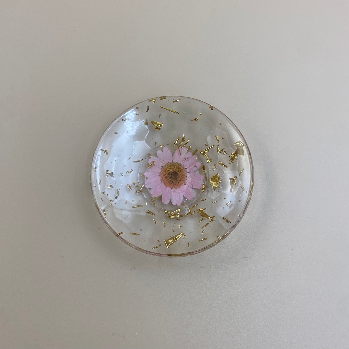 Light Pink & Gold Floral Ring Dish