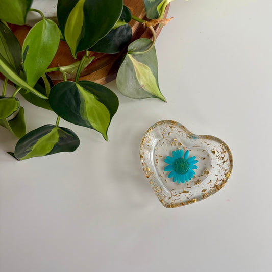 Teal Blue Heart Trinket Dish
