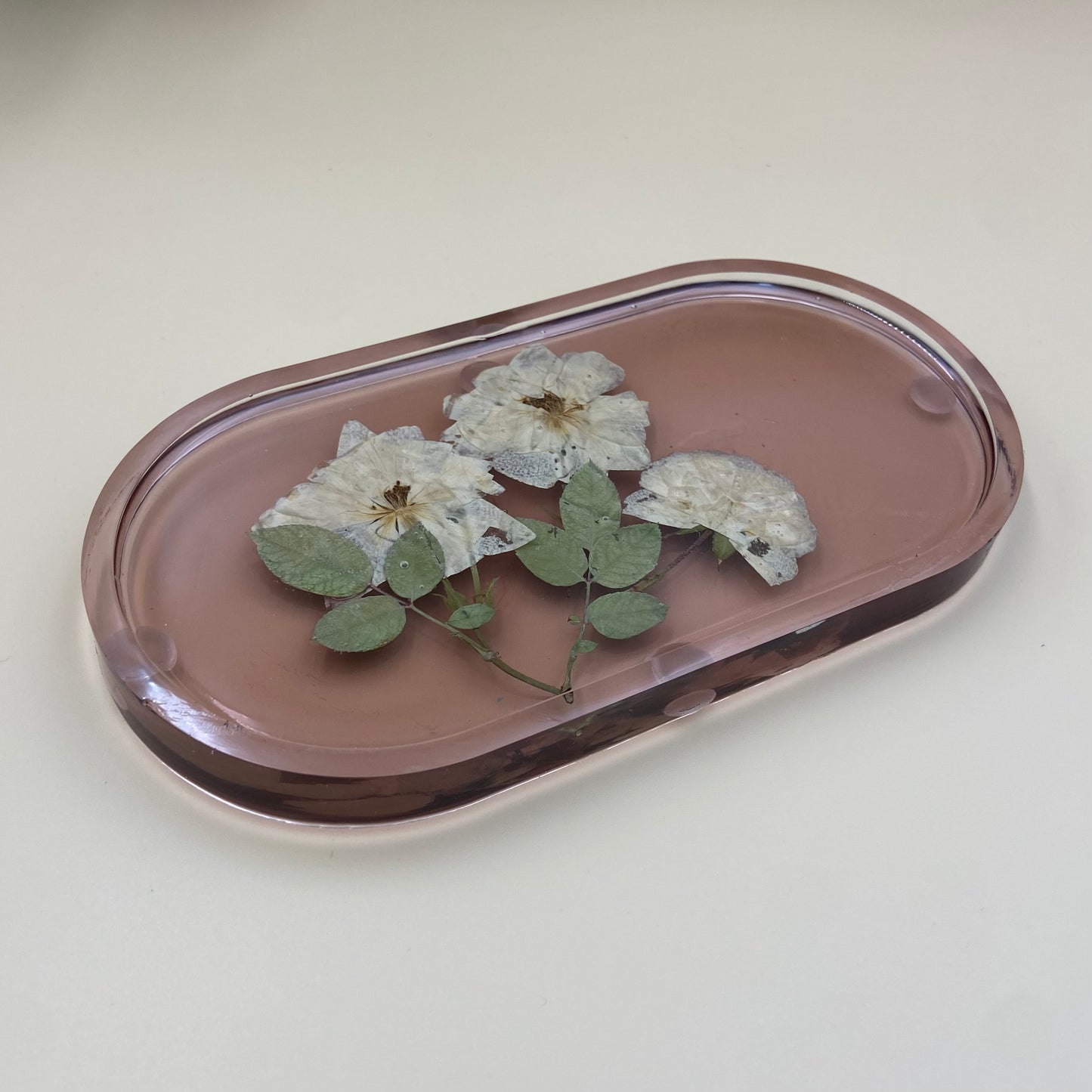 Small Oval White Roses Trinket Tray