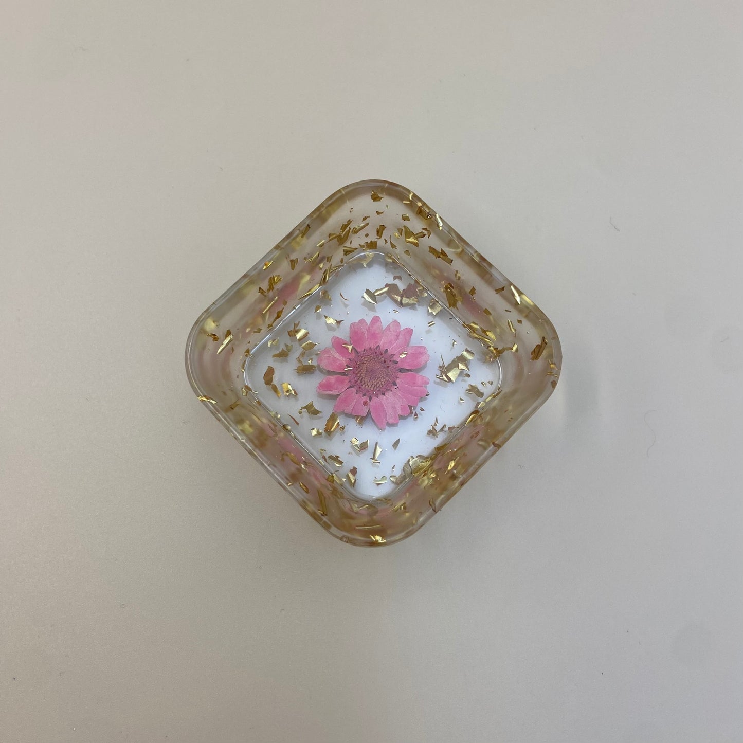 Pink & Gold Flower Square Dish