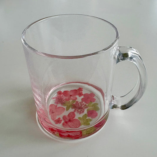 Red Floral Glass Mug