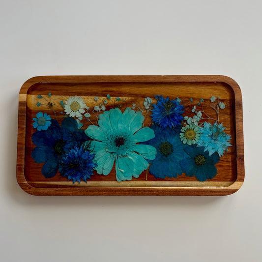 Small Rectangle Wood Floral Tray