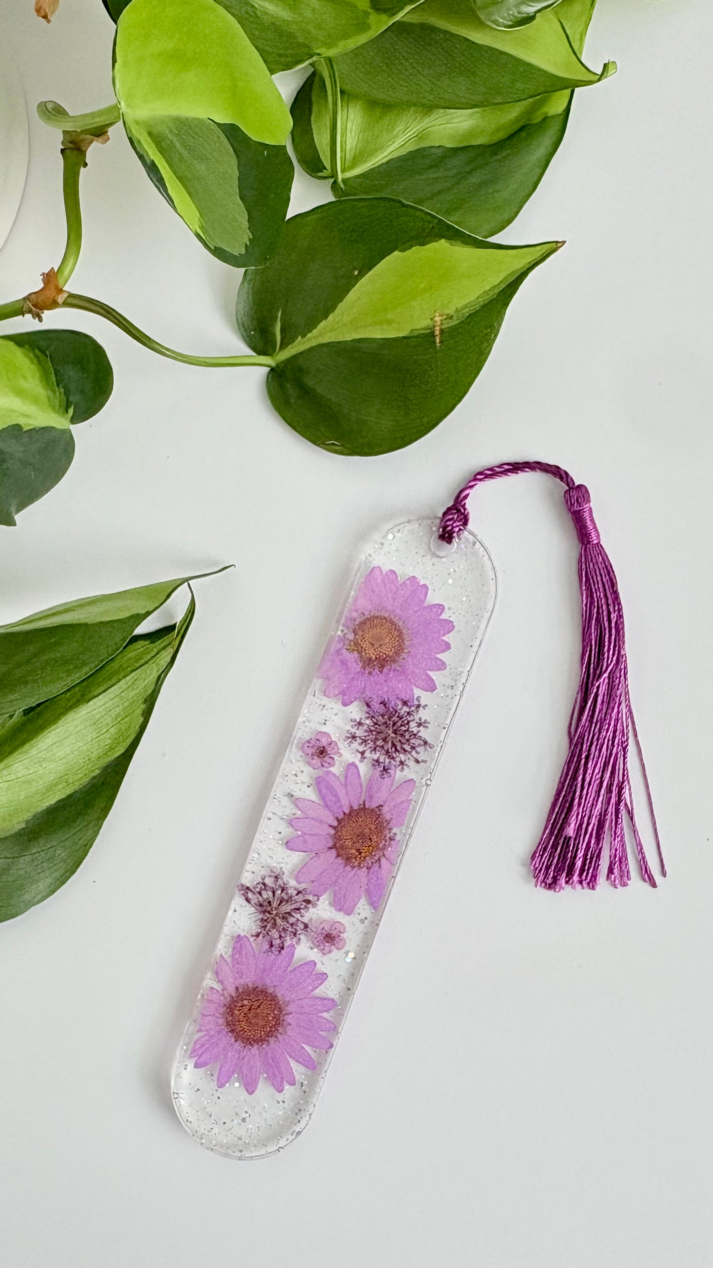 Purple Floral Curved Bookmark