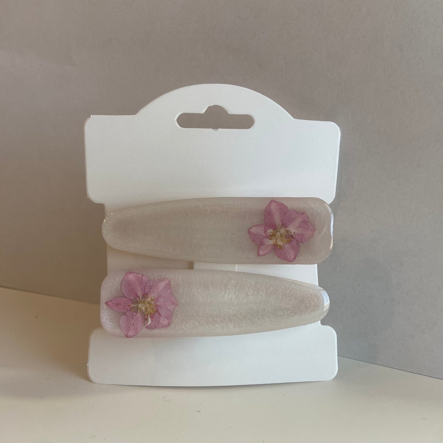 Pearl and Pink Flower Hair Clips