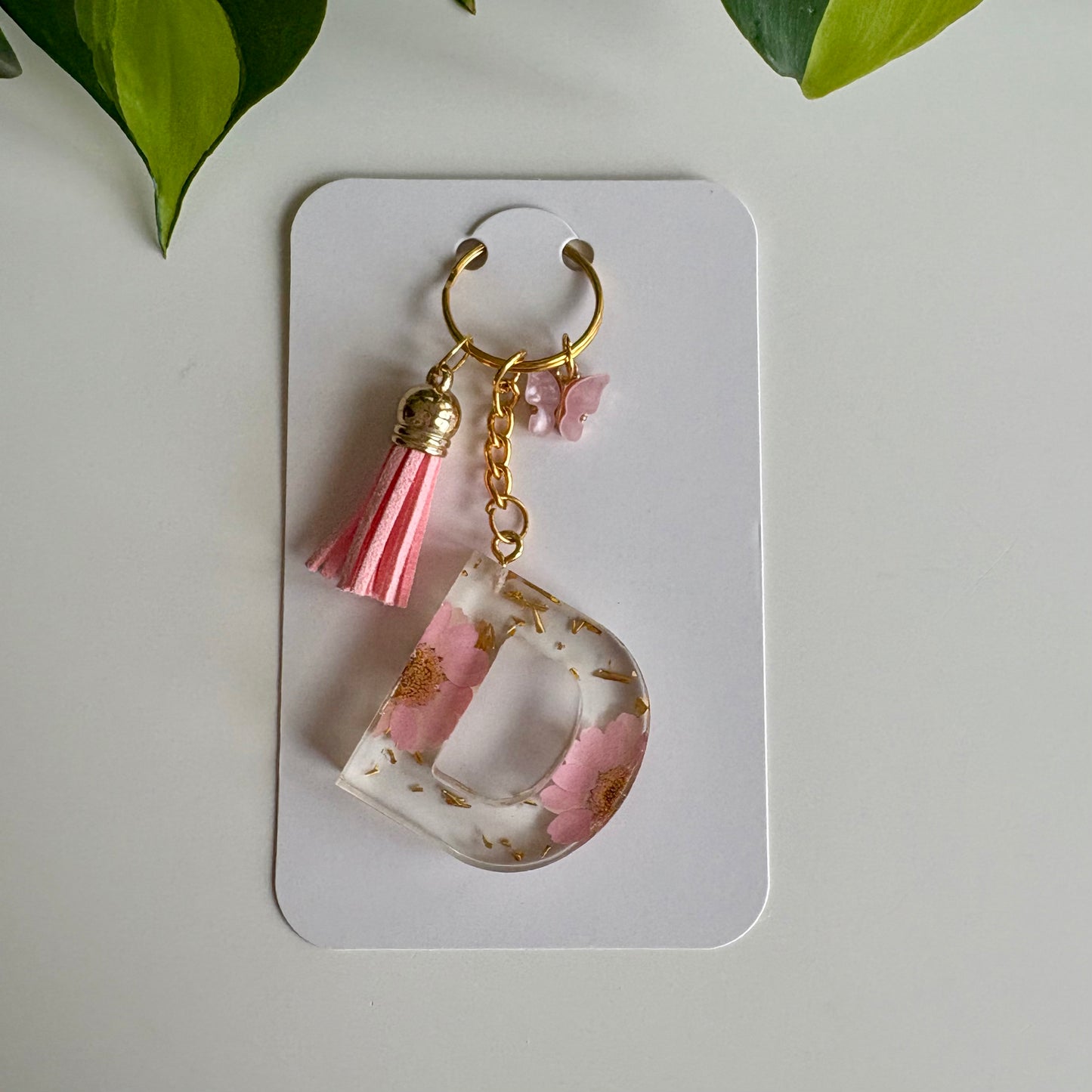 Light Pink Daisy Initial Keychain