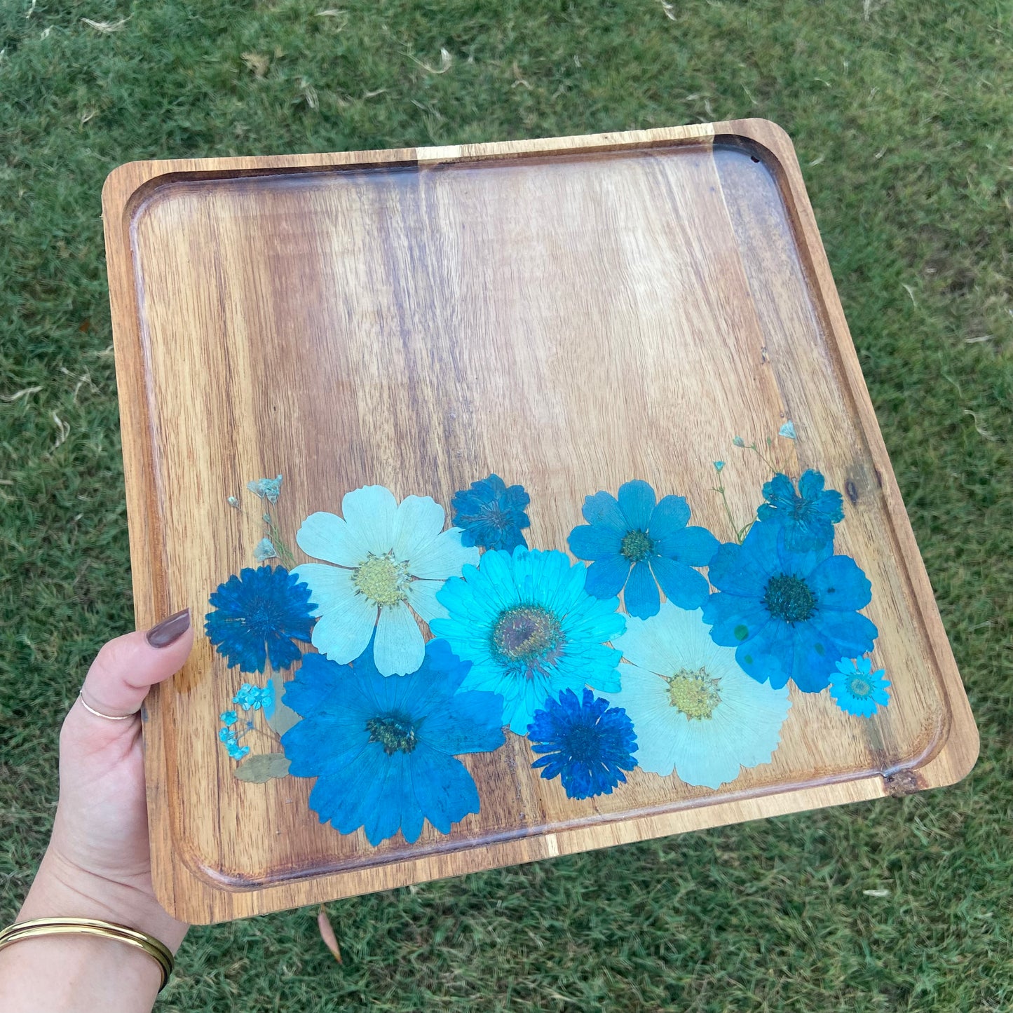 Square Wood Floral Tray