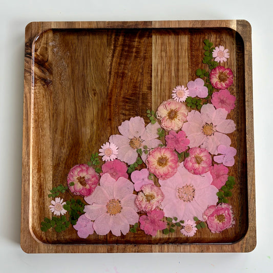 Square Wood Floral Tray