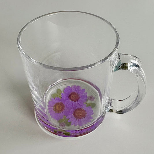 Purple Floral Glass Mug