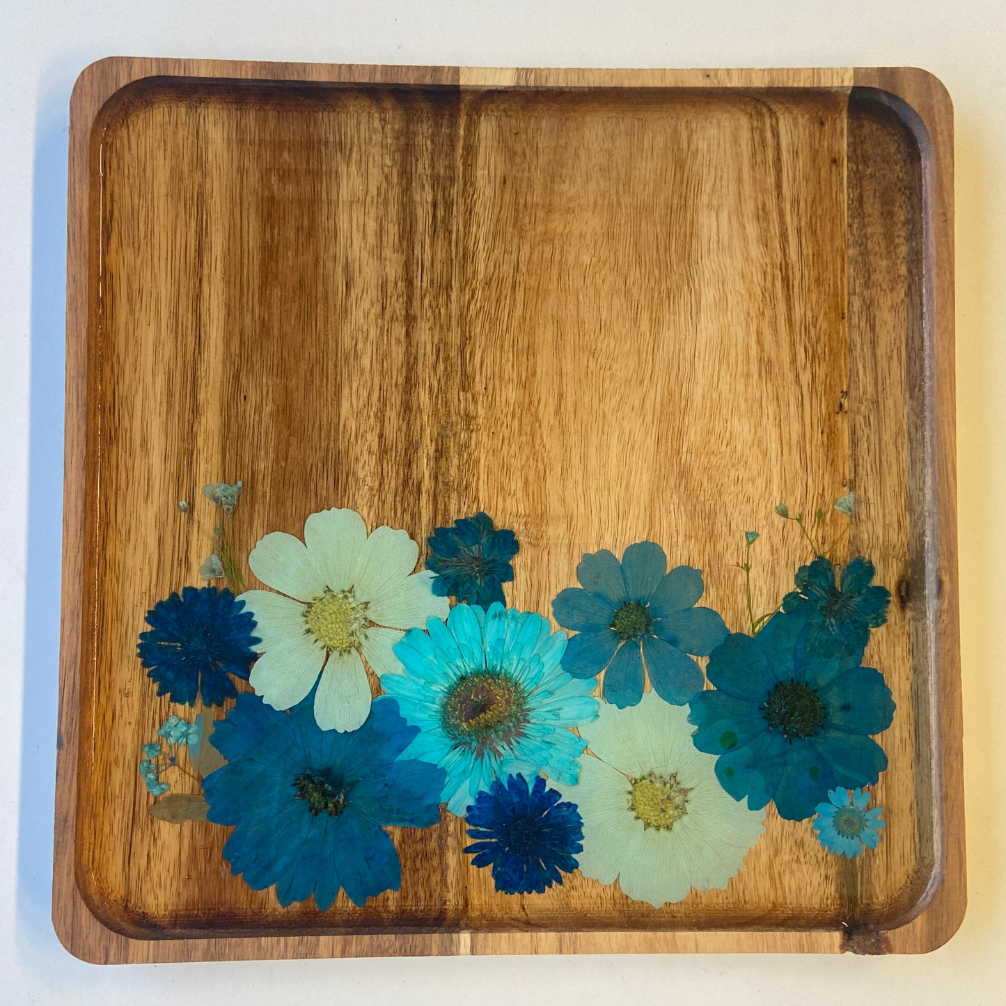 Square Wood Floral Tray