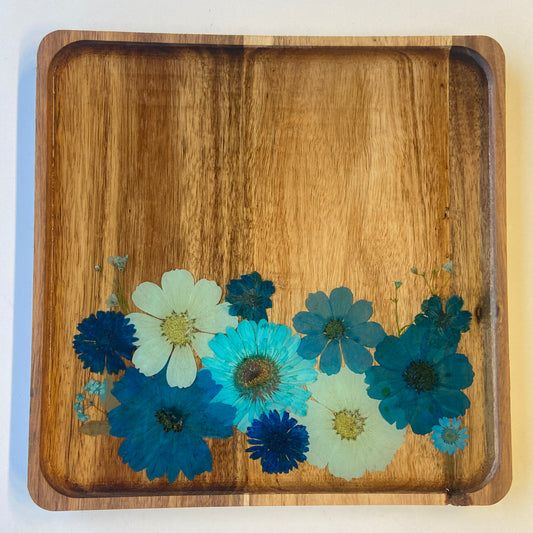 Square Wood Floral Tray