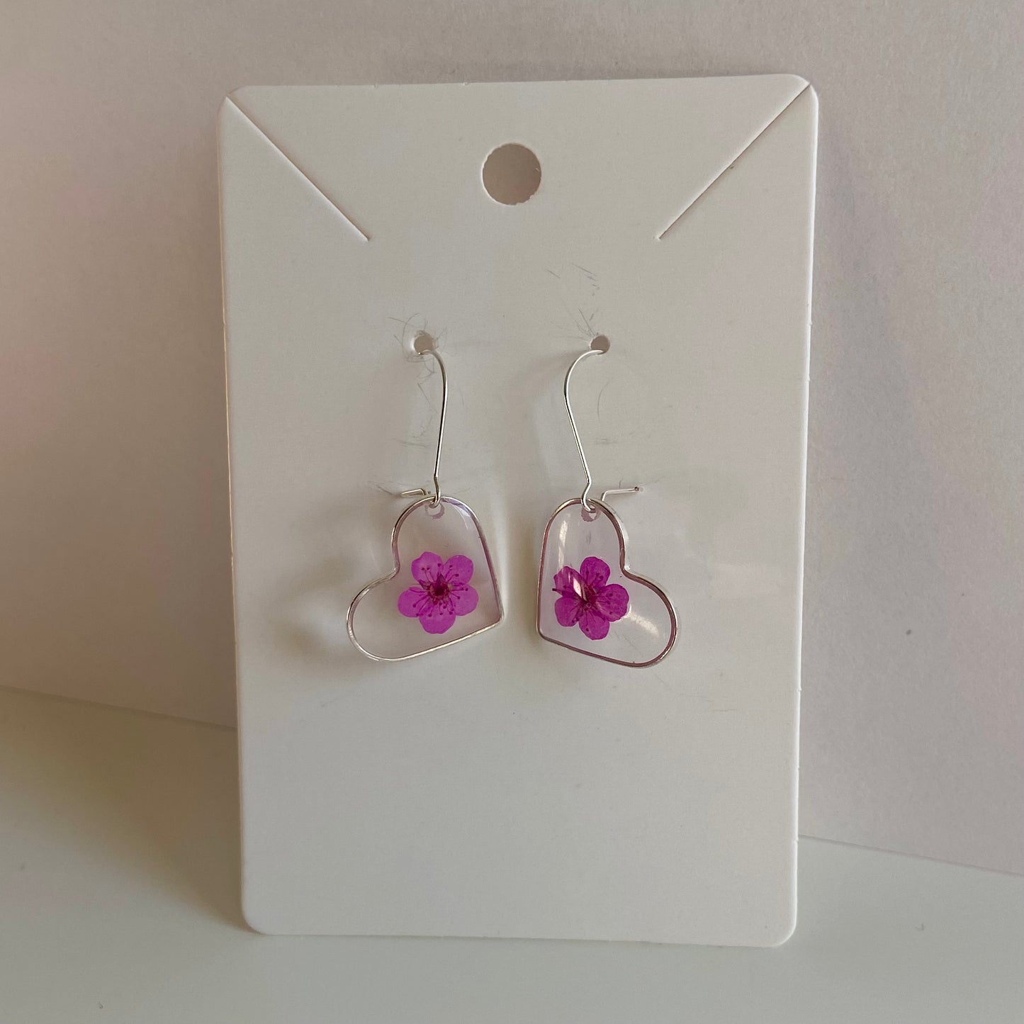 Dangle Heart Flower Earrings