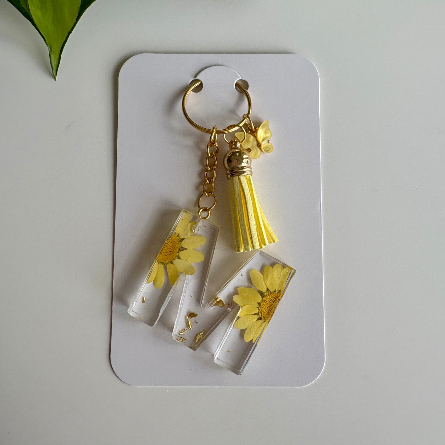 Yellow Daisy Initial Keychain