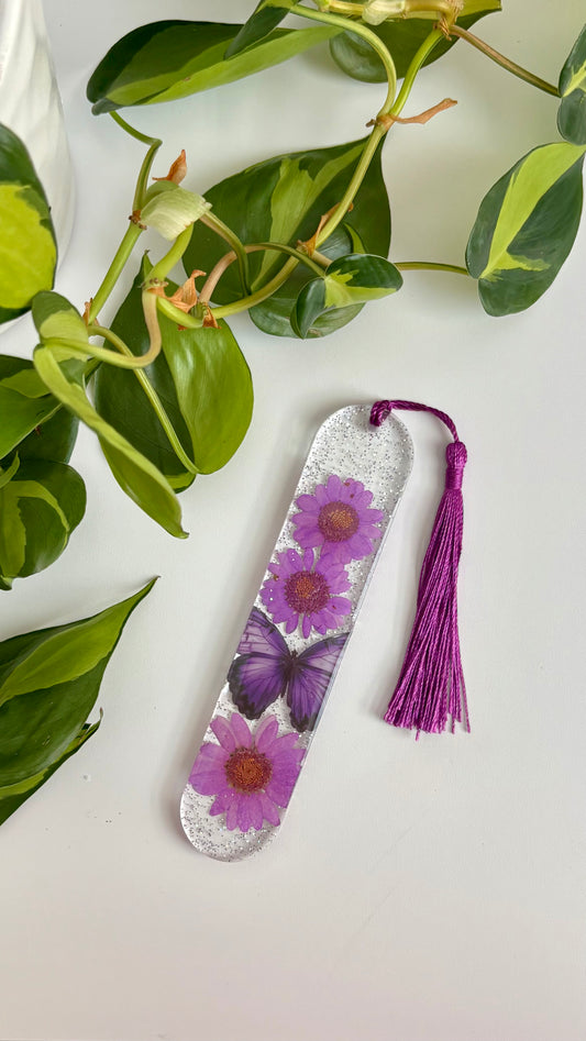Purple Floral Butterfly Bookmark