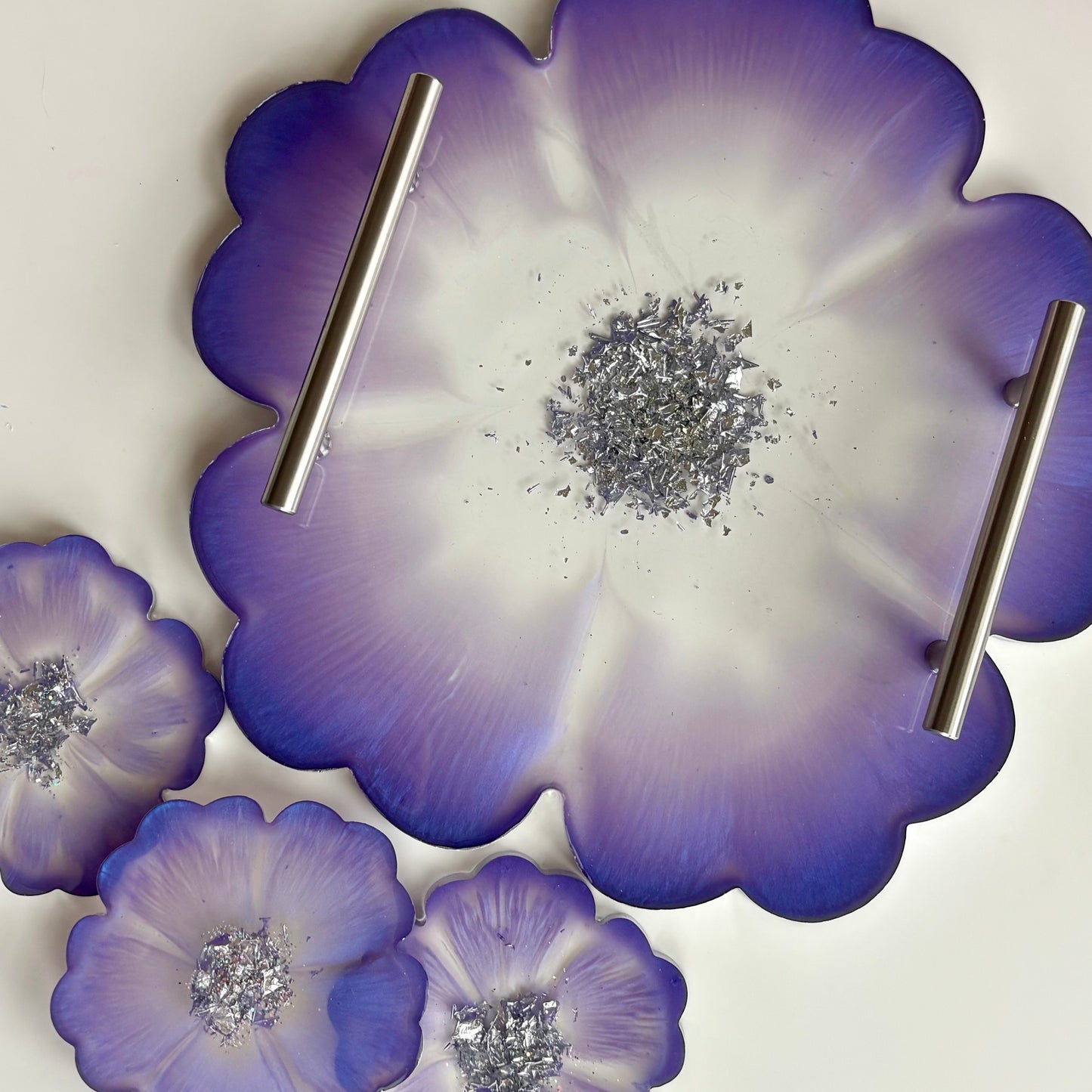 Pink & Silver Flower Coaster