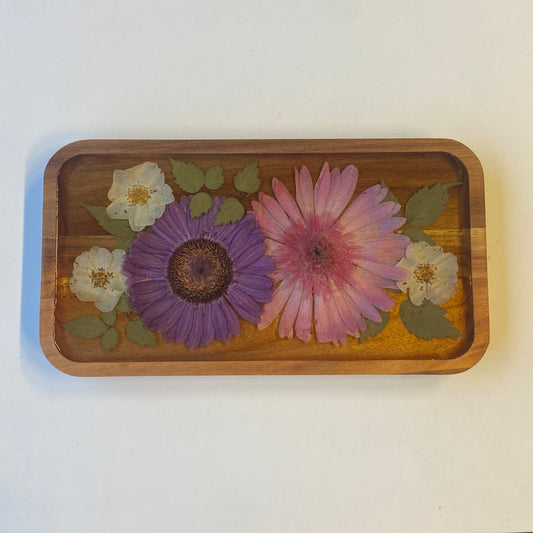 Small Rectangle Wood Floral Tray