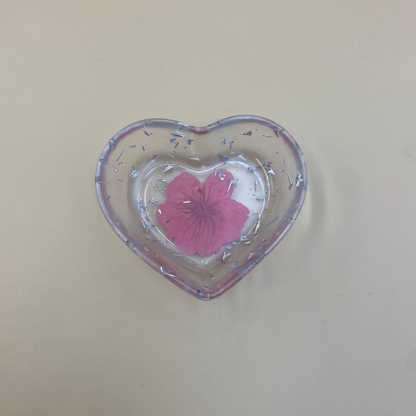 Silver Flower Heart Dish