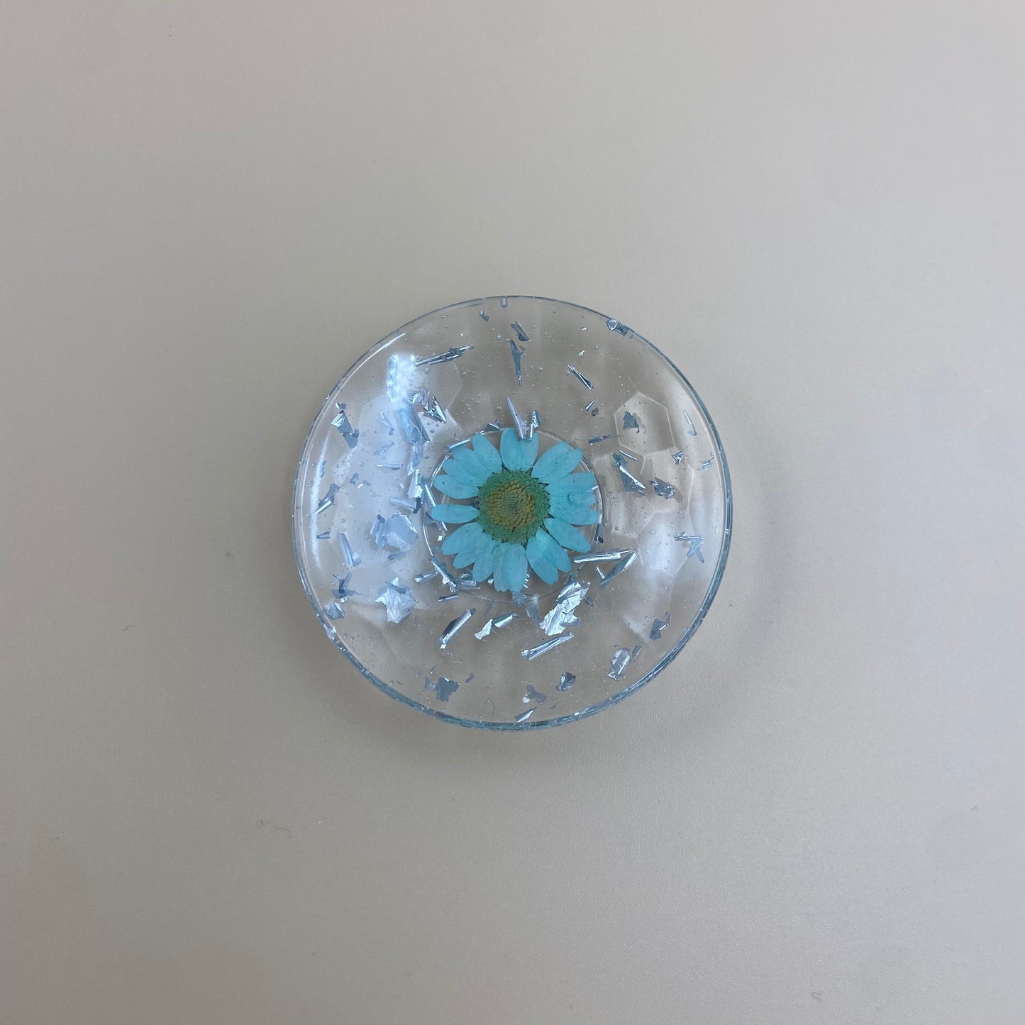 Teal & Silver Floral Ring Dish