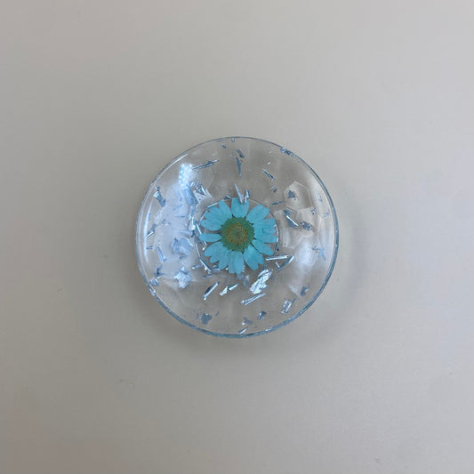 Teal & Silver Floral Ring Dish