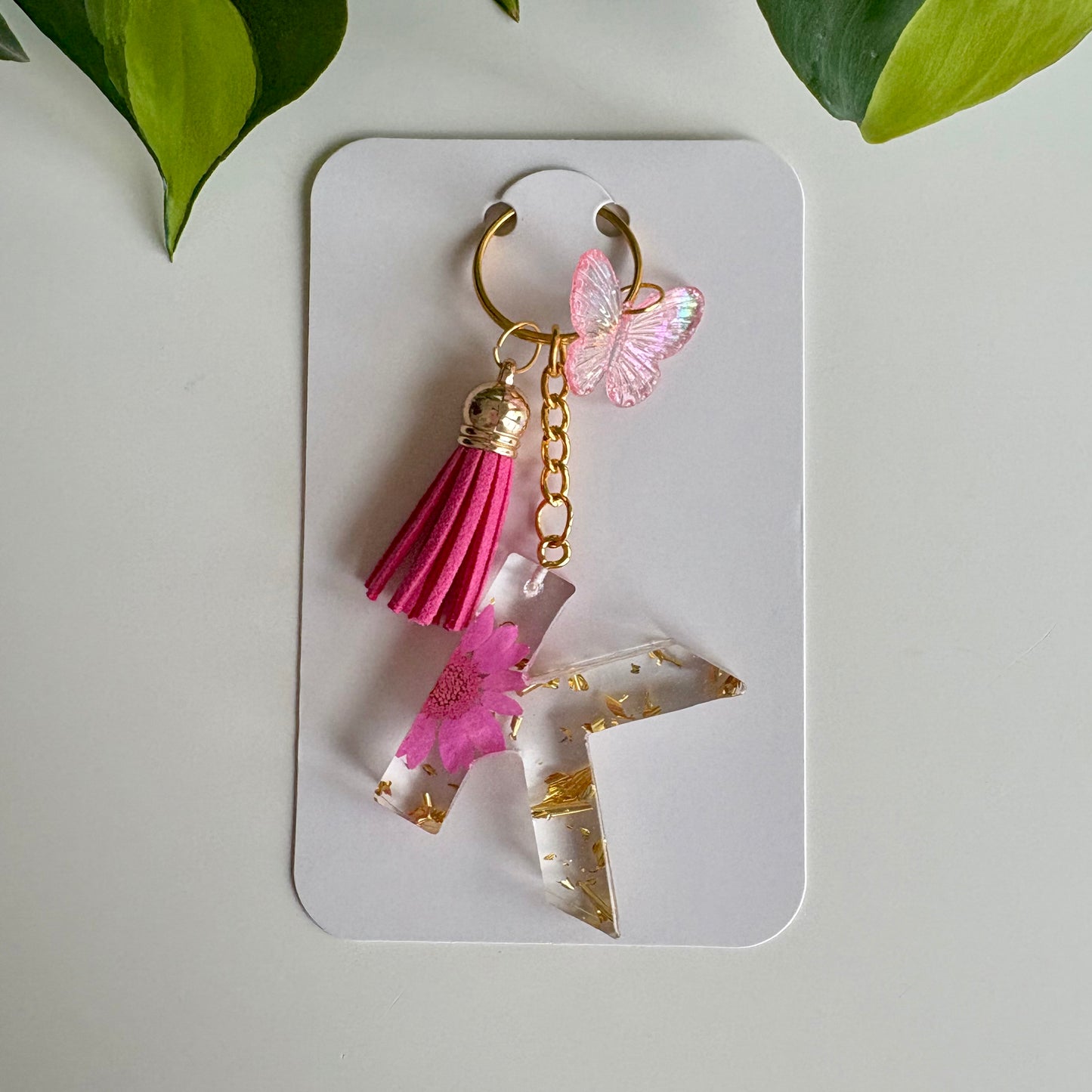 Hot Pink Initial Keychain