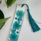 Teal Blue Floral Bookmark
