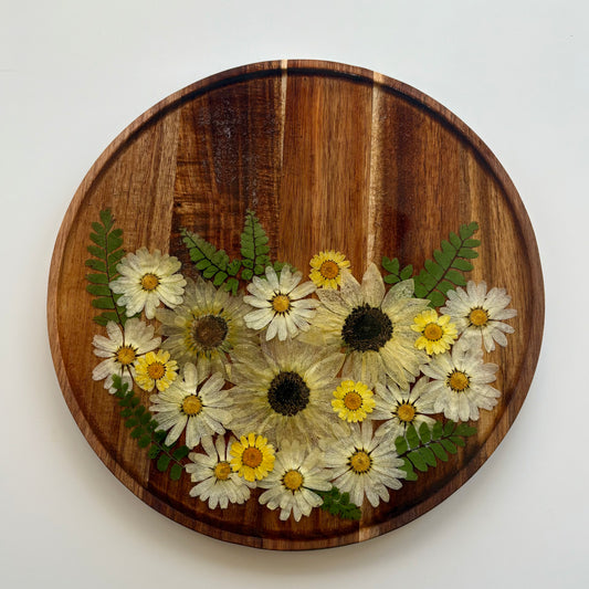 Round Wood Floral Platter