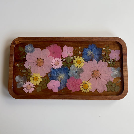 Small Rectangle Wood Floral Tray