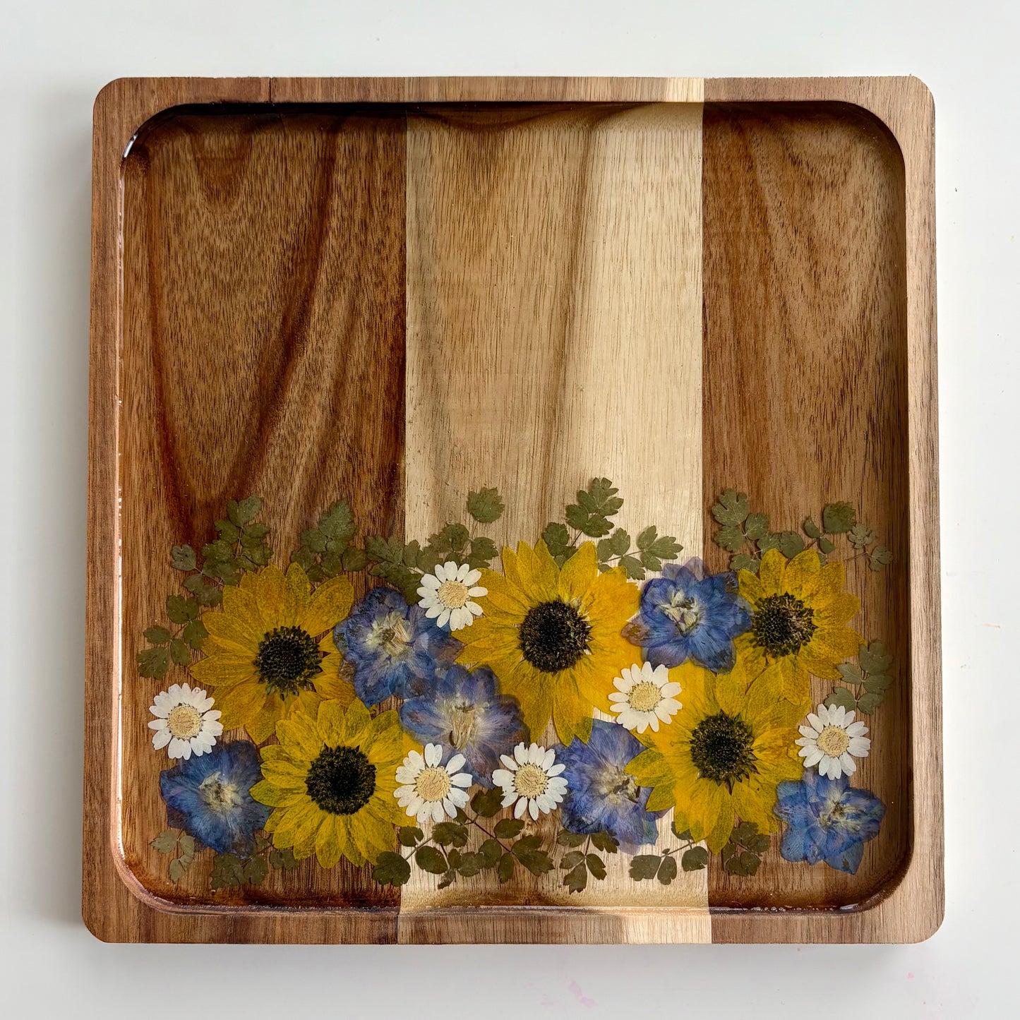 Square Wood Floral Tray