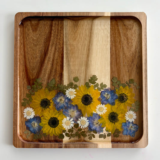 Square Wood Floral Tray