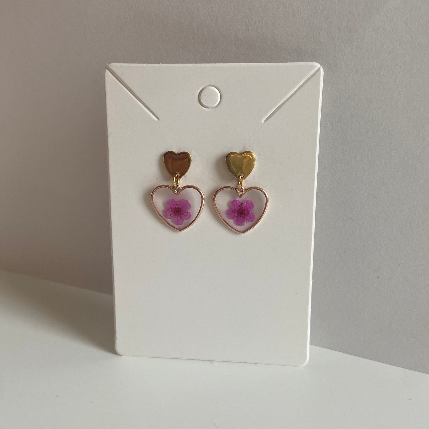 Small Heart Flower Earrings