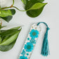 Teal Blue Floral Curved Bookmark