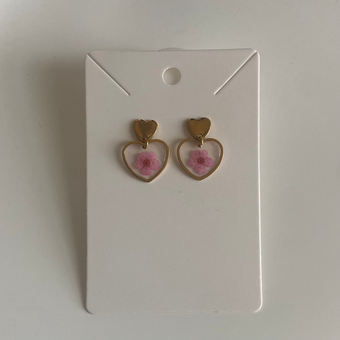 Small Heart Flower Earrings