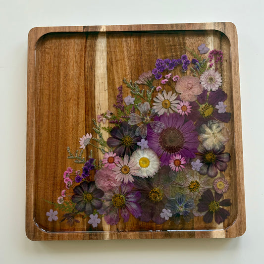 Square Wood Floral Tray