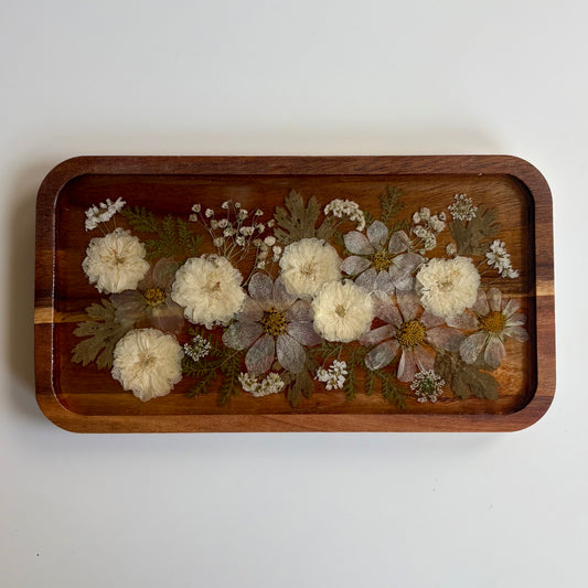 Small Rectangle Wood Floral Tray