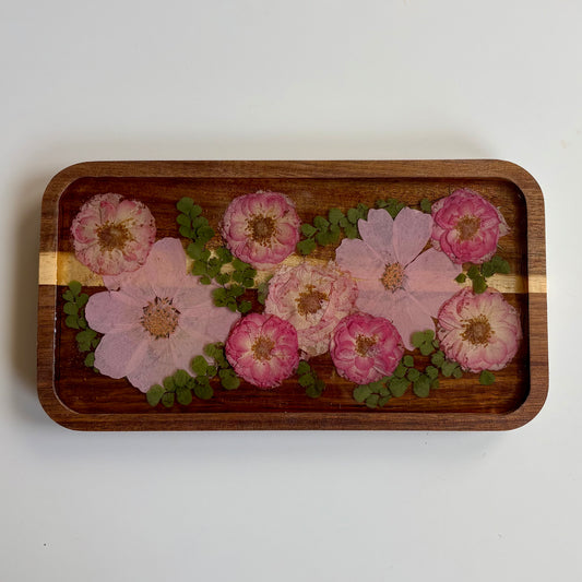 Small Rectangle Wood Floral Tray