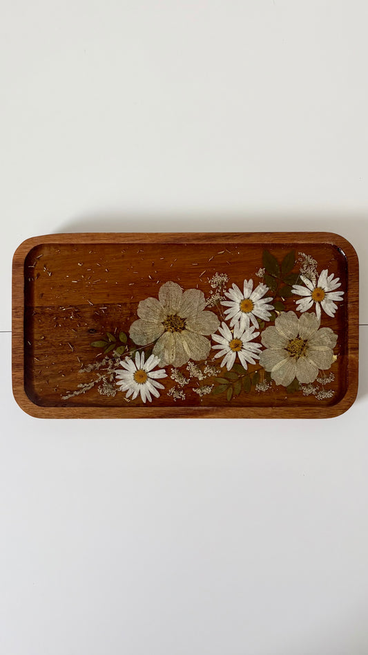 Small Rectangle Wood Floral Tray