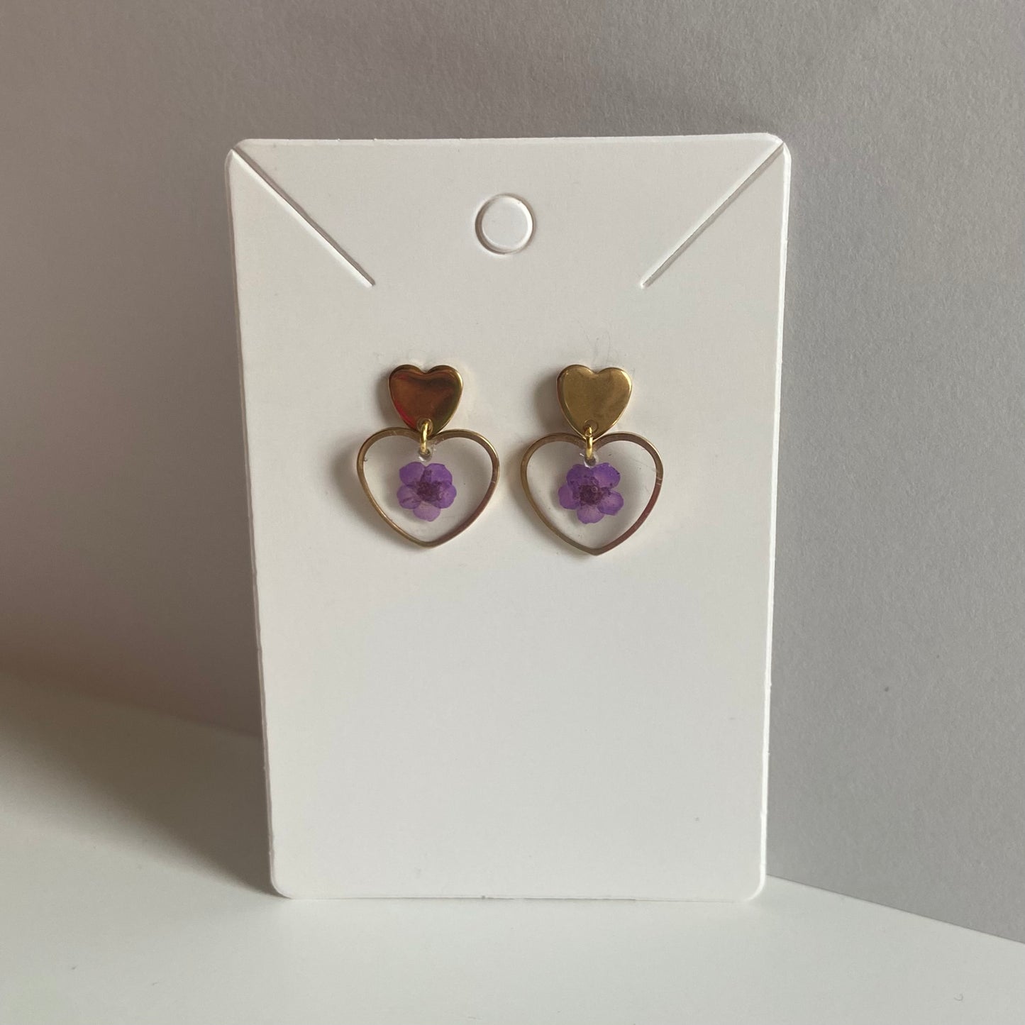 Small Heart Flower Earrings