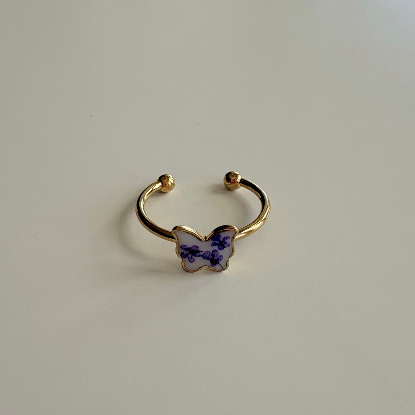 Adjustable Butterfly Floral Ring