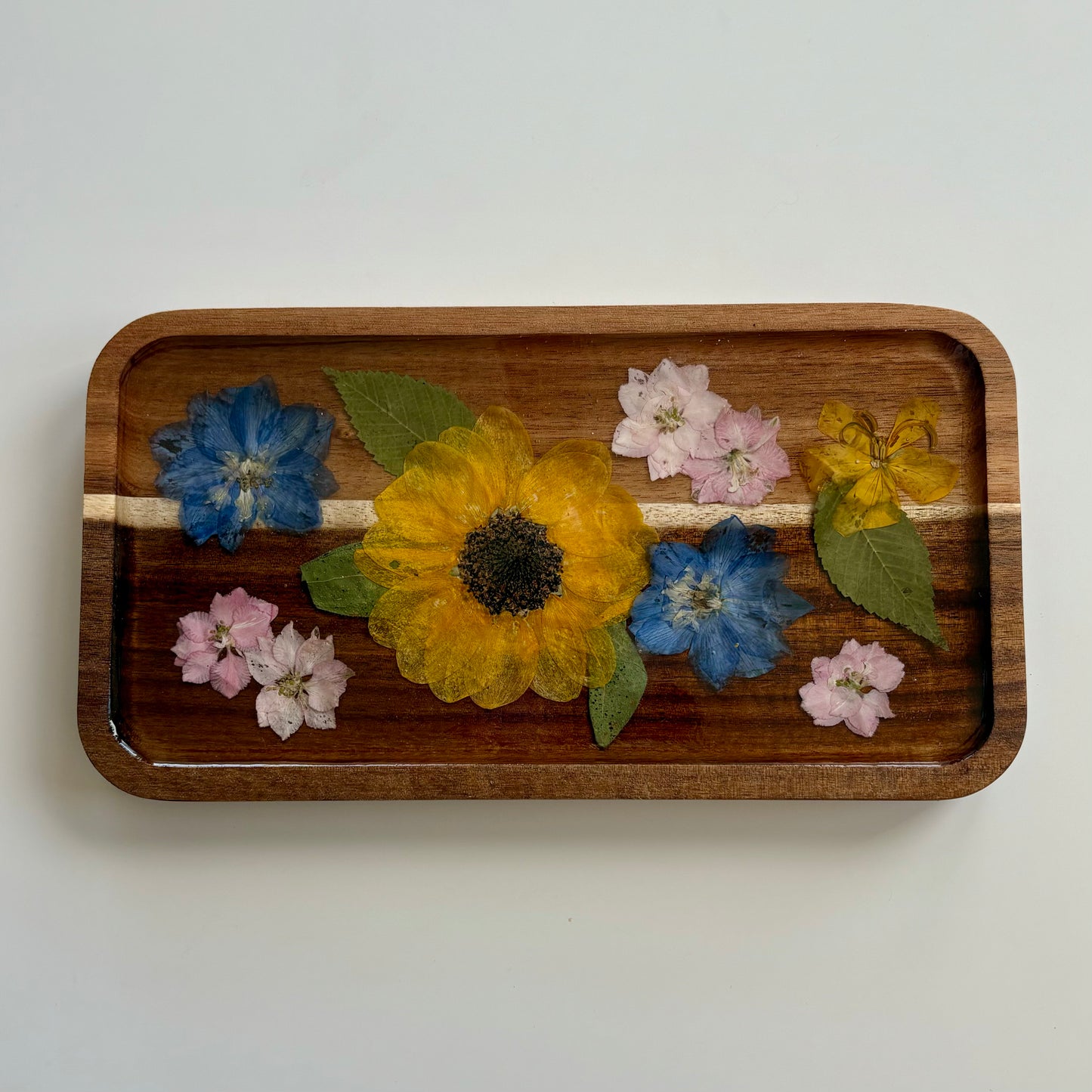 Small Rectangle Wood Floral Tray