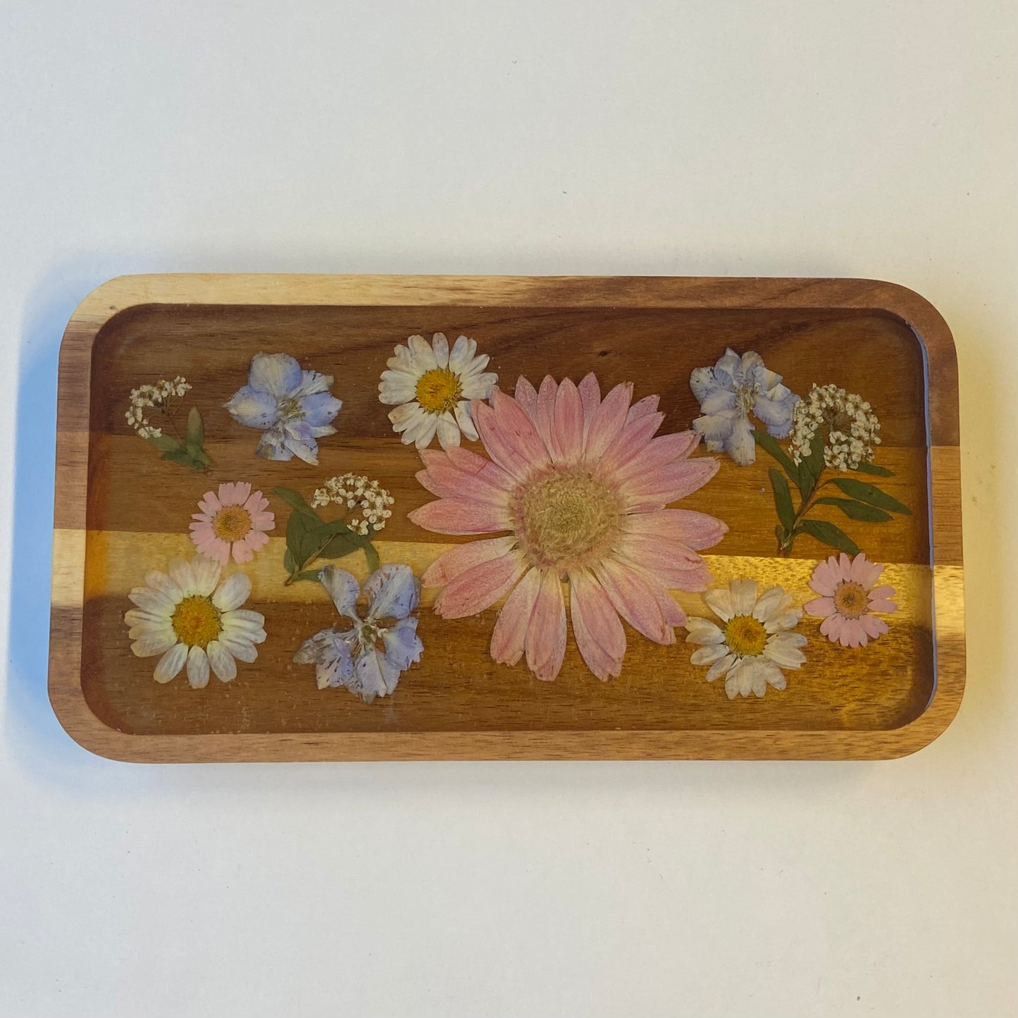 Small Rectangle Wood Floral Tray