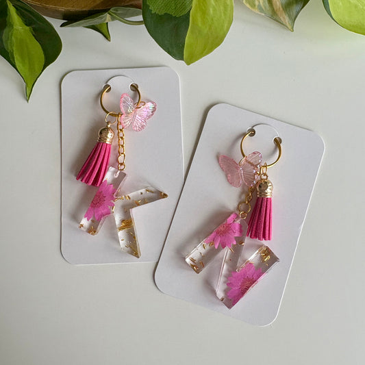 Hot Pink Initial Keychain