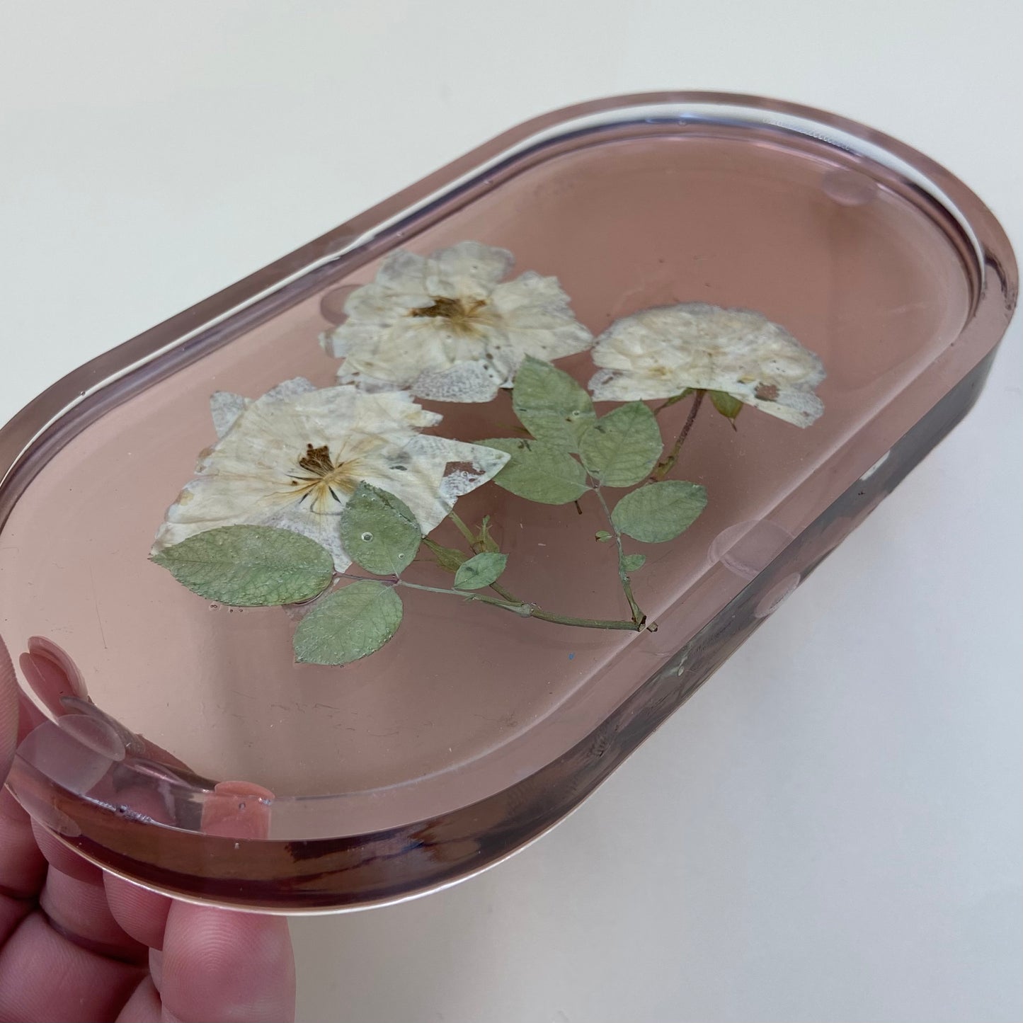 Small Oval White Roses Trinket Tray