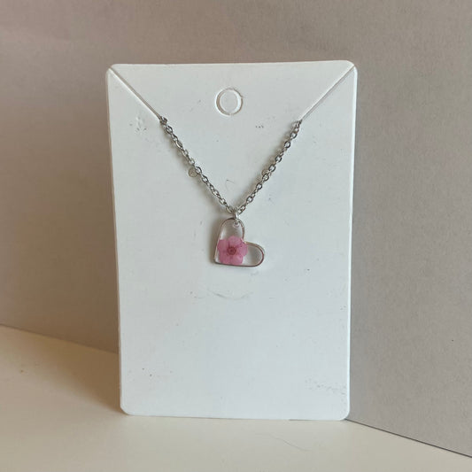 Silver Small Heart Flower Necklace